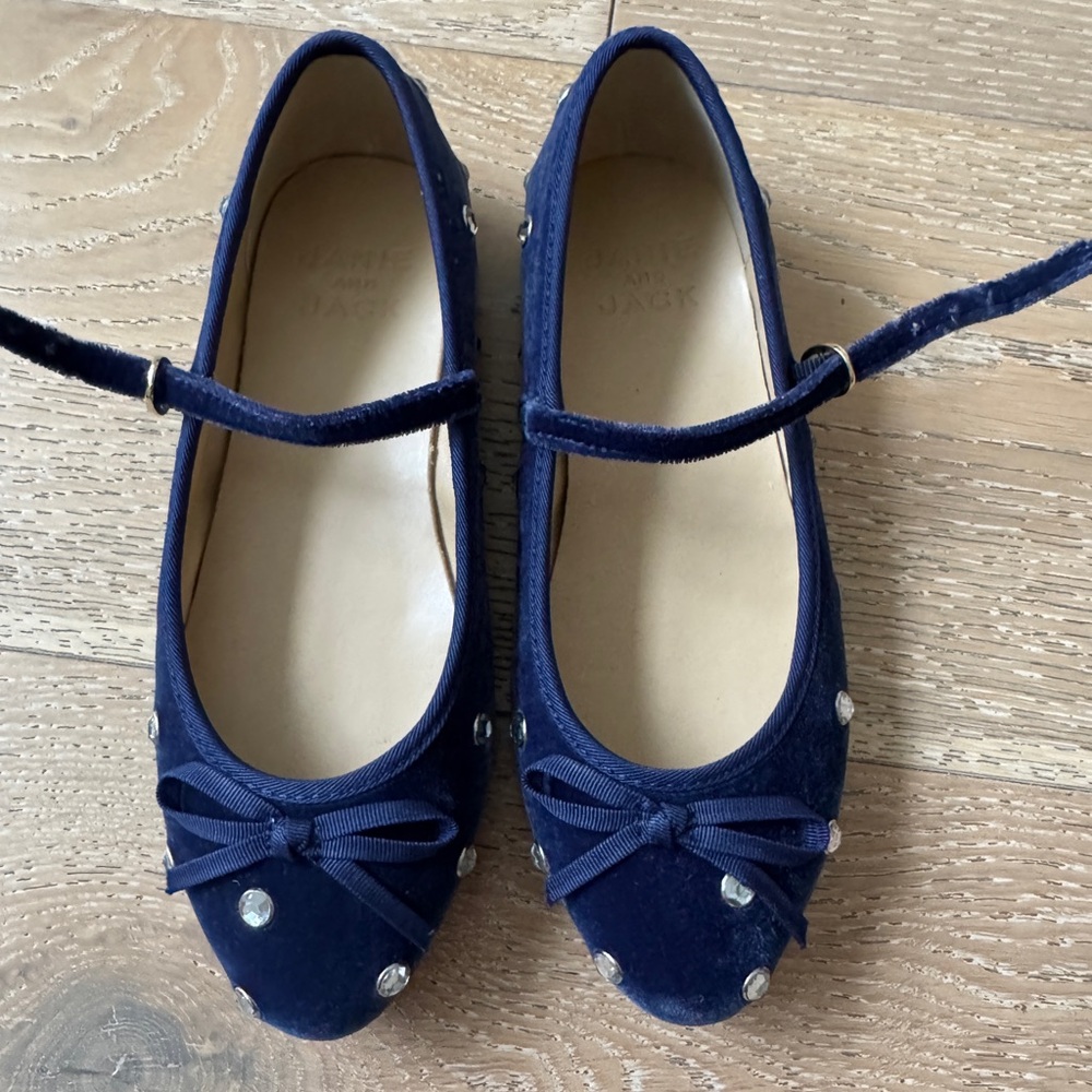Girls Ballet Mary Janes Velvet Royal Blue